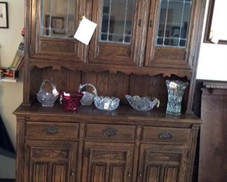 Hutch with beveled glass doors