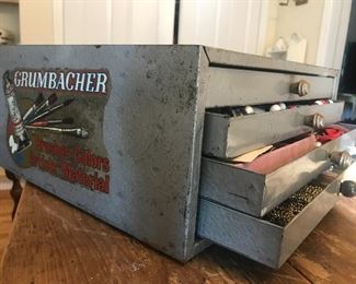 fun advertising art, vintage advertising, grumbacher supply chest