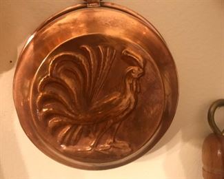 Rooster copper molds, copper ware, kitchen tools, copper for the French look, roosters are good luck