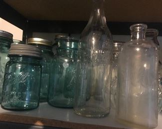 Vintage glassware, ball jars, milk bottles,perfume bottles,