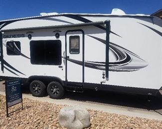 Genesis Supreme 19ss 2018 Toy Hauler/Camper, sleeps 6-8, organic cotton mattress, gas range, fits 2 quads and motorcycle. A must see!