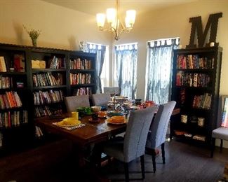 farm house table and lots of books