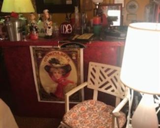 Bar and barware. Look at the Olympia Beer Poster. Note some cool lamps as well. 