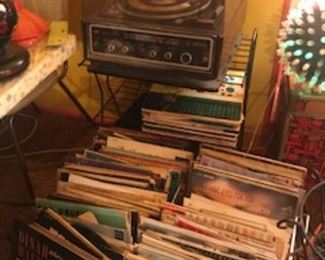 Vintage stereo and albums