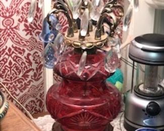 Cranberry Glass Table Lamp