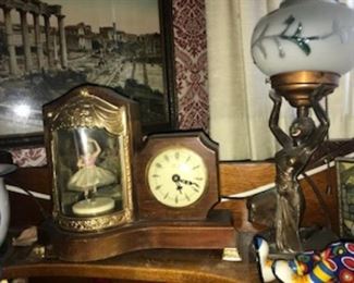 Clocks, art deco lamps and such