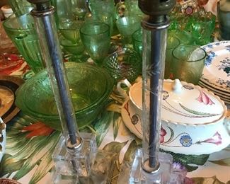 Pair of Crystal etched lamps