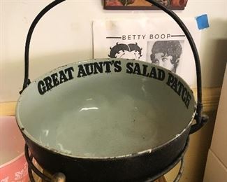 Great aunts salad patch cast iron bowl