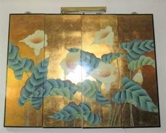 Asian Oriental Calla Lily Flowers 4-Panel Wall Art