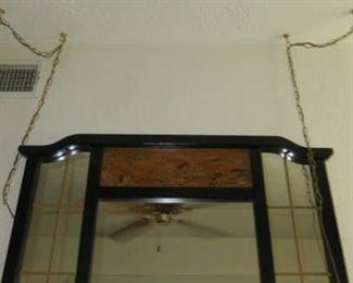 Pair Vintage Amber Glass Hanging Swag Lamps