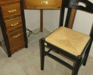 Black Straw Seat Desk Chair