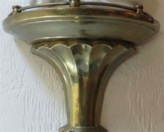 Vintage Pair Brass Wall Sconce Shelf