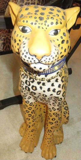 Large Vintage Ceramic Leopard Sculpture Bank
