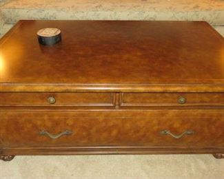 Leather Top Double Sided Coffee Table w/Drawers & Storage Area
