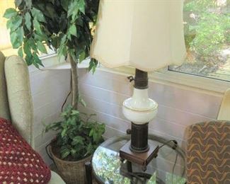 Pair Round Rattan End Tables