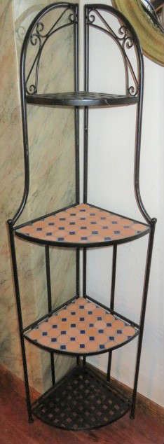 Retro 4 Tier Metal Folding Corner Shelf