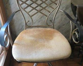 Gilt Metal Arm Chair on Casters