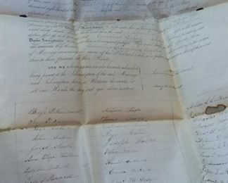 1857 Quaker marriage certificate signed by dozens of members / attendants. 