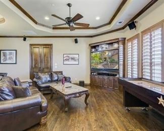 Game room furniture, large screen TV’s