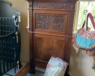 Hand carved twin bed