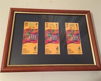Framed 26th Olympics Tickets