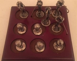 Pewter Golf Figurine Tic Tac Toe Game