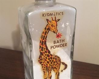 Vintage Kidmetics Glass Bottle Bath Powder