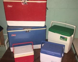 Assorted Metal and Plastic Coolers