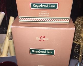 Salem Collection Gingerbread Lane Cookie Jar and Creamer/Sugar