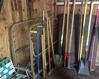 Assorted Yard Tools & Vintage Child's Outdoor Chair