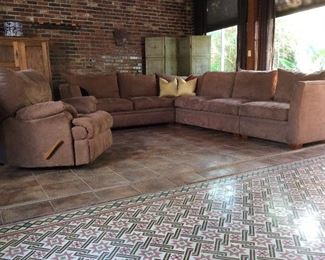 Suede Sectional & Recliner