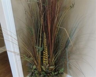 Tall Grass Floral Design with Pheasant Feathers
