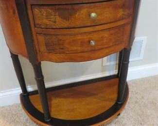 2 Drawer Demilune Accent Table with lower shelf
