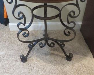 Wrought Iron base Round Top Accent Table
