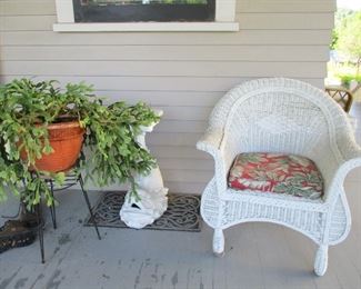 wicker chair & dolphin stand