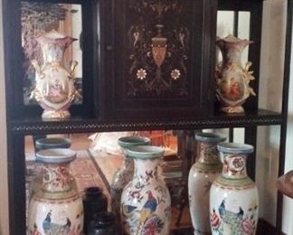 another etagere with large vases