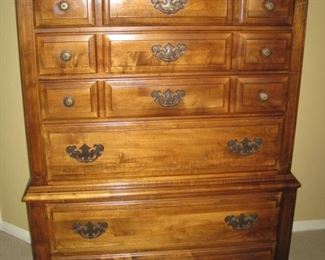 Tall Dresser, comes with Matching Long Dresser with Mirror and Nightstand Link-Taylor Lexington North Carolina Brand, Saybrook Manor, Solid Maple   