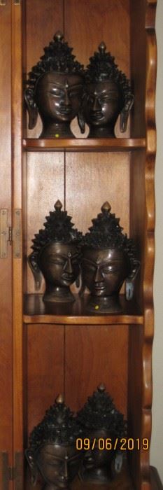Contemporary Cast Bronze Buddha Heads