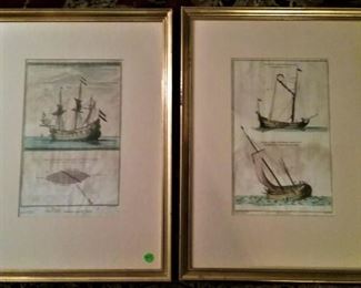 Early Colored Engravings of Maritime Theme
