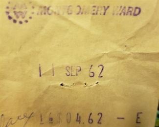 original receipt we found with fabric. 1962!