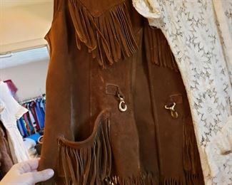 1970's leather vest with fringe