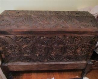 carved wooden chest