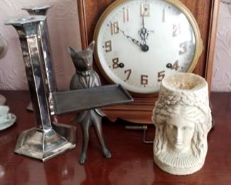 Clock, wolf card holder