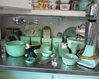 green vintage kitchen Jadeite & more