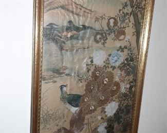 Gold embroidery on silk