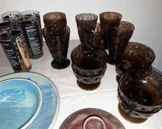 Smokey topaz pinch glass