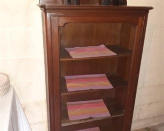Mahogany Curio cabinet, Lion head stool