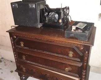 3 drawer chest and Feather light sewing machine