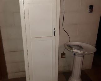 Painted cabinets, bird bath