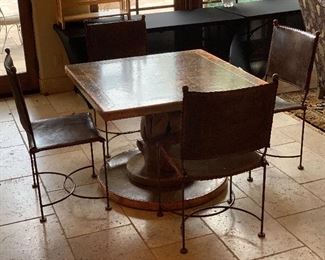 Rustic Hammered Copper Table	30x42x42in	HxWxD	 
